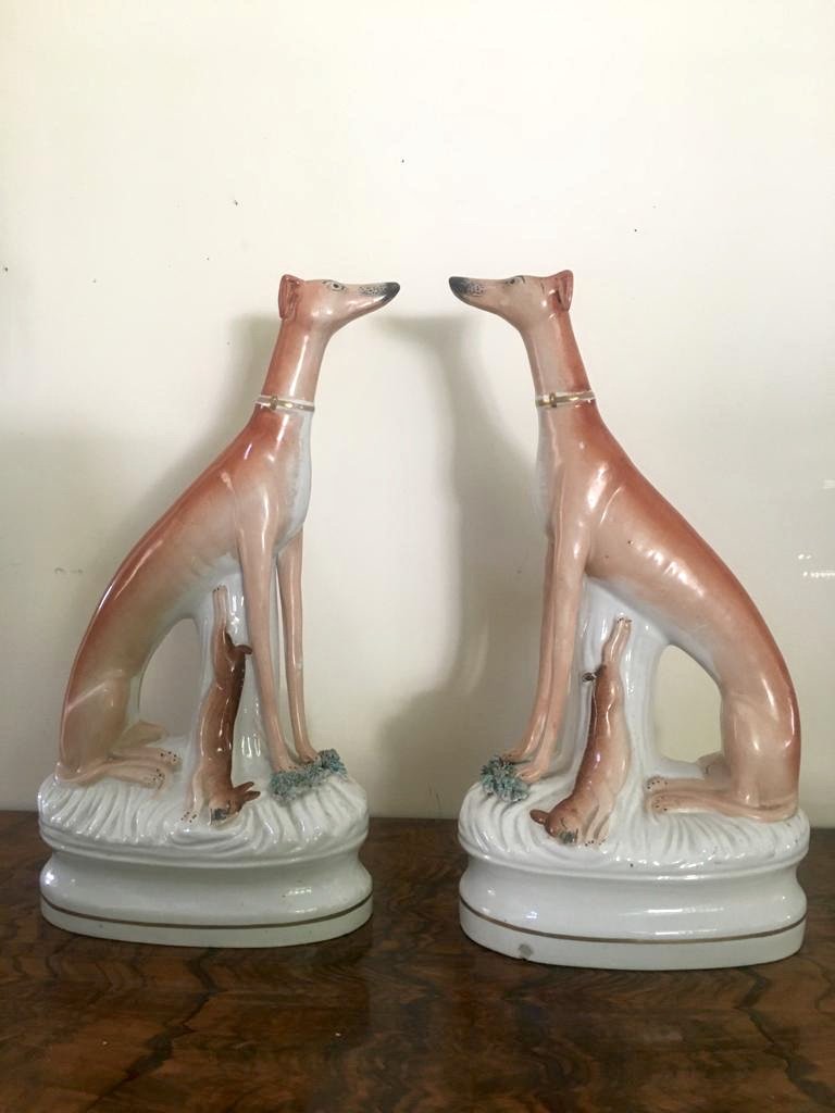 Fine Pair of Antique Staffordshire Greyhounds - Image 14